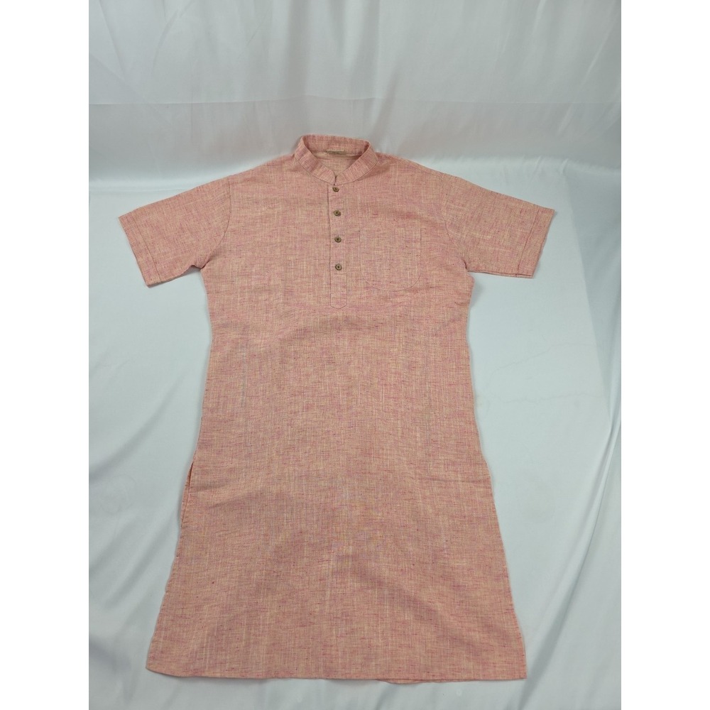 Eagle Pink Cotton Tunic Midi Dress Medium Mock Neck Boho